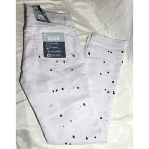 Trestles Supply Boy's Stretch Fabric Paint Splatter Jeans - White - Size 14